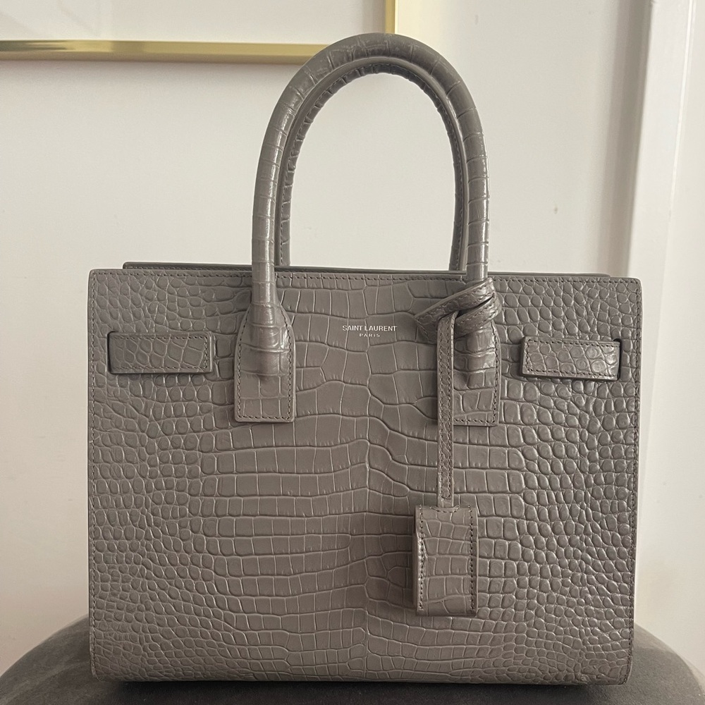 SAINT LAURENT BABY SAC DE JOUR IN CROCODILE-EMBOSSED MATTE LEATHER